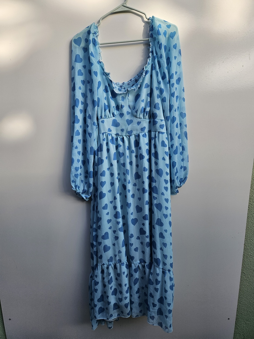 SHEIN Blue Heart-Print Maxi Dress